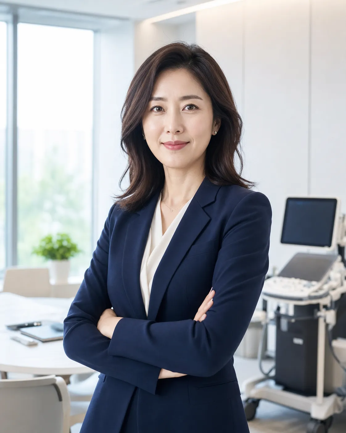 키위메디랩 대표 메시지 영역에 배치한 여성 CEO 임시 포트레이트